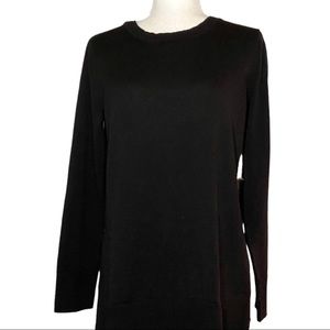 NWOT Maison Jules Crew Neck Pullover Long Sleeve Tunic Sweater Black Size Small